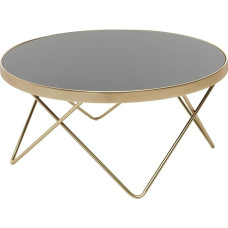 FineBuy Design Coffee Table Diameter 82 cm Black Matt Gold Side Table Metal/Glass Table with Glass Top Storage Table Modern Large Living Room Table Glass Table with Metal Frame