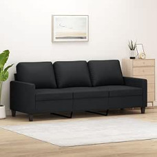 CIADAZ 3 Seater Sofa Black 180 cm Faux Leather, Sofas & Couches, Sofa Living Room, Sofa for Teenager's Room, Relax Sofa, Sofa for Bedroom, Upholstered Sofa 359142
