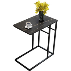 XWZJY Sofa Side Table C-shaped Laptop Desk Snack Table Slide into Couch or Bed Under with Storage Bag 51 x 31 x 64 cm (Black Sintered Stone Top)