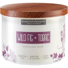 Candle Lite Essential Elements Scented Candle in Glass | Wild Fig & Tobac | Tobacco Scented Candle | 3 Wick Candle | Candles Long Burning Time (45 h) | Large Candle (418 g)