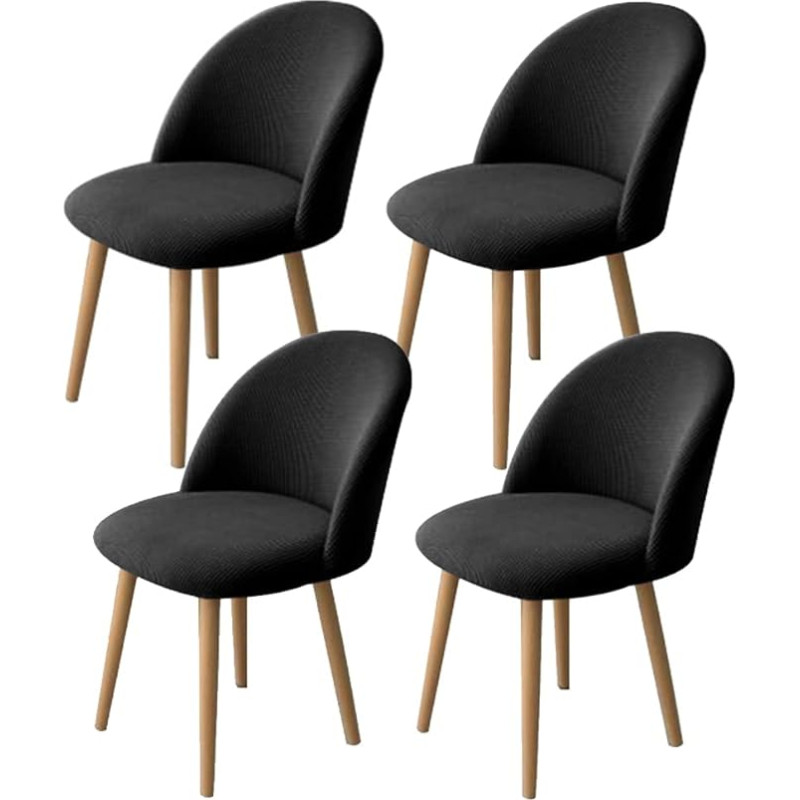 4 tempiamų kėdžių užvalkalų rinkinys valgomojo kėdėms, išlenktas atlošas, modernūs akcento kėdžių užvalkalai, skalbiami kėdžių apsaugai, be porankių svetainei, virtuvei, viešbučiui (juoda, 4)