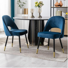 Dining Room Chairs, Set of 2, Kitchen Chairs, Upholstered Chairs, Dining Table Chairs, Armchairs with Metal Legs, Velvet Backrest, for Dining Room, Living Room, Bedroom and