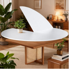 Apvalus sulankstomas stalviršis, valgomojo / sodo stalas, apvali pakaitinė plokštė / prailginimas 20 cm, medinis stalviršis, apvalūs valgomojo stalai, tinkami lauko restoranams / iškyloms (balta)