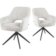 DUBI Möbel Mika-Nils valgomojo kėdės, 2 vnt., pasukamos 360° kampu, su kišeninėmis spyruoklėmis, aukštos sėdimosios vietos, maksimali sėdimoji vieta, maksimali apkrova 150 kg, virvės audinys, smėlio spalvos, tvirtas metalinis kryžminis rėmas, nesenstantis