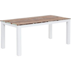 Woodkings Perth valgomojo stalas 180 x 90 cm, mediena Baltas perdirbtas medis Įvairiaspalvis kaimiško stiliaus namas Unikalus tikro medžio modernus dizainas Medžio masyvo valgomojo kambario baldai Namų baldai