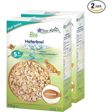 FLEUR ALPINE Ekologiška kūdikių avižų košė, 2 vnt. - vakarinė kūdikių avižų košė | Maistinga košė | Lengvas paruošimas | 5+ mėnesių grūdų košė be pridėtinio cukraus | 2 x 7 porcijos