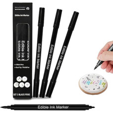 FANWINKJ Maisto dažymo rašikliai, 3 juodi torto kepimo maisto dažai vaikams ir suaugusiesiems, skirti vaikams ir suaugusiesiems, maisto dekoracijos, ledai, 