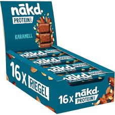 Nākd. Baltymų karamelė | Baltymų batonėlis | 7g augalinių baltymų | 100% natūralūs ingredientai | Be pridėtinio cukraus | Vegan | 16 x 45g | 720g