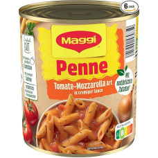 MAGGI Penne Tomate-Mozzarella Art, leckeres Fertiggericht in fruchtiger Tomatensauce und cremigem Mozzarella, für Topf & Mikrowelle, ideales Festival-Essen, 6er Pack (1 x 800g)
