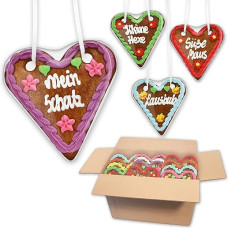 10x Gingerbread Hearts Mixed Box 14 cm Various Oktoberfest Sayings Colourful Colours Ideal as Decoration or Give-Away Gingerbread World