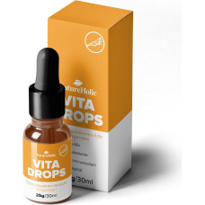 NatureHolic Vita Drops Shrimp | Krevečių maisto priedas | Su svarbiais vitaminais ir mikroelementais | Skirtas krevetėms, nykštukiniams krabams ir krabams akvariume | Skatina gyvybingumą ir spalvų intensyvumą | 30 ml