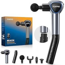 RENPHO masažo pistoletas, geriausia Valentino dienos dovana su prailginimo rankena, masažo pistoletas, masažuoklis, raumenų masažas su liečiamu LED ekranu, skirtas mokymuisi namuose ir atsipalaidavimui, pilkas