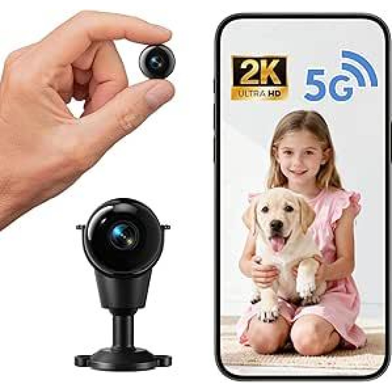 Mini kamera, 5G WLAN Überwachungskamera mit Kostenlosem Cloud-Speicher, 2K HD Kamera Überwachung Innen, Mini Kamera Live Übertragung Handy, Bewegungserkennung & Nachtsicht