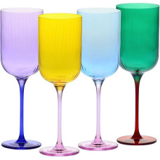 Krosno Wine Glasses 350ml - Pack of 4 - Aurora Collection - Purple and Midnight Blue - Handmade - Coloured Glass - Lead Free Crystal Glass - Elegant and Modern - Ideal for Gifting