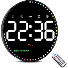 Large Digital Wall Clock with Remote Control, 10 Inch Digital Wall Clock, Digital Clock Alarm Clock with Date/Day/Temperature/Timer/Countdown/2 Alarms, Digital Clock for Living Room, Office, School