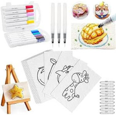 Quixion Magic Puffy Paint, 3D Drawing Magic Sponge Canvas, DIY Puffy Texture Paper Magic Puffs PaintArt Magic Texture Painting Set, 12 Colours, Pens, Magic Puffy Paint for Foam Texture Painting