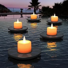MALUX Floating Pool Lights, 5 Pack Solar Candles Outdoor Waterproof IP66 Tea Lights Battery Operated for Swimming Pool, Pond, Event, Party (5)