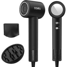 CONFU jonų plaukų džiovintuvas su difuzoriumi, 1500 W profesionalus saloninis greitaeigis plaukų džiovintuvas, 110 000 apsisukimų per minutę šviesa ir mažas triukšmas, magnetinis difuzorius ir koncentratorius, skirtas namams ir salonams, kelioninis plaukų