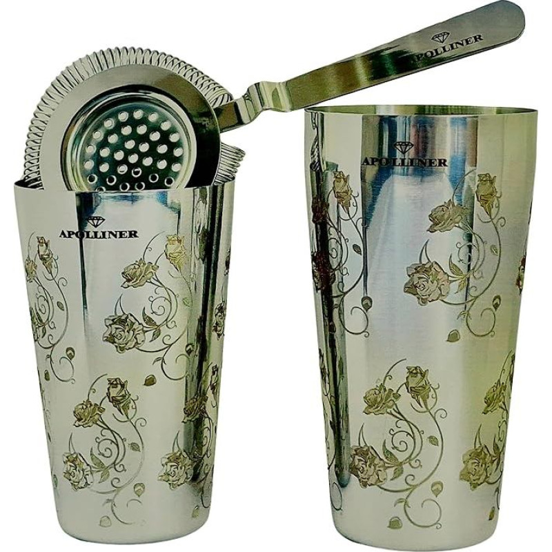 Kokteilių maišytuvas, nerūdijančio plieno maišytuvas, barmeno rinkinys, Bostono maišytuvas 750 + 550 ml + nemokamas filtras, baro rinkinys, kokteilis, kokteilių rinkinys, kokteilių maišytuvas, dovana vyrams, moterims