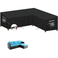 SIMPHAUS L formos dangtelis Sodo baldai L formos apsauginis dangtelis Sodo baldai Vandeniui atsparus apsauginis dangtelis Lounge baldai L formos apsauginis kampinis Lounge dangtelis Lauko kušetė 420D Oxford audinys