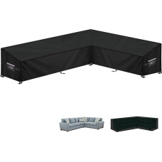 LAMUNI Garden Lounge Cover L formos Lounge baldų apsauginis dangtelis Lounge sofos brezentas Lounge baldų l formos 420D Oxford vandeniui atsparus dangtelis Sodo baldų L formos kampinis sofos dangtelis 300 x