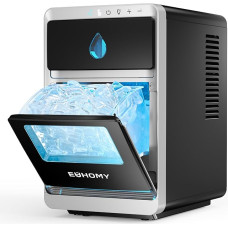 EUHOMY LunaArc nešiojamas pusmėnulio formos ledo kubelių gaminimo įrenginys su krištoliniu pusmėnuliu, 1600 vnt. per dieną, paruošiamas per 12 minučių, automatinis giluminis valymas, ledo kubelių gaminimo įrenginys viskiui, kavai ir nealkoholiniams gėrima