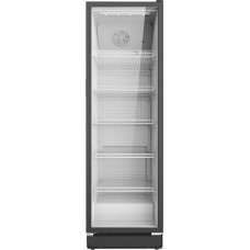 SCHOEPF GKS350 Commercial Drinks Fridge - Recirculation - Glass Door Fridge - 347L - 5 Adjustable Wire Shelves - 194.5cm Height (Black)