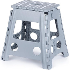 LIVIVO sulankstomas laiptelis kompaktiškas lengvas dviejų pakopų neslystantis sulankstomas laiptelis su rankena, kad būtų lengva laikyti ir transportuoti (pilka)