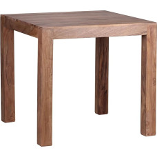 FineBuy Square Dining Table 80 cm Acacia Solid Wood - Square Wooden Table Solid Design Dining Room Table Natural Wood Kitchen Table Real Wood for 4 People Bistro Table