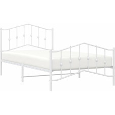 vidaXLL Lovos rėmas, lovos rėmas su metalinėmis kojomis, lovos svečių lova su galvūgaliu, metalinė lova, viengulė lova, miegamojo lova, balta, 100 x 200 cm, metalas
