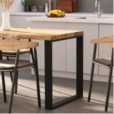 LAMO Manufaktur LOB-01-A-002-9005M Valgomojo stalas, virtuvės stalas, rašomasis stalas, kavos staliukas, pagamintas iš medžio masyvo, su briaunuotais kraštais, 100 x 60 x 76 cm (plotis x ilgis x aukštis), modernus, natūralus/juodas