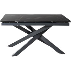 MONDO VIRO išskleidžiamas stalas su juoda marmuro išvaizdos keramikos stalviršiu Xavier 140/200 x 80 cm 76 h