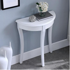 KLWQR Konsolentisch Schmal aus Massivholz, Beistelltisch Schmal Halbmondförmig, Flurtisch mit Geschwungenen Beinen, 64 × 34,3 × 71 cm(balta)