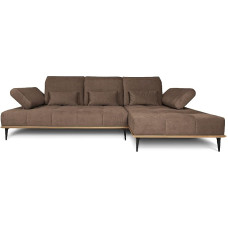COMFTY-CO. Houston kampinė sofa - XXL sofa 287 x 104 x 43 cm - L raidės formos su reguliuojamais atlošais - didelė sofa su 3 sėdimomis vietomis, skirta svetainei, moderni - dešinė - aksominis šokoladas