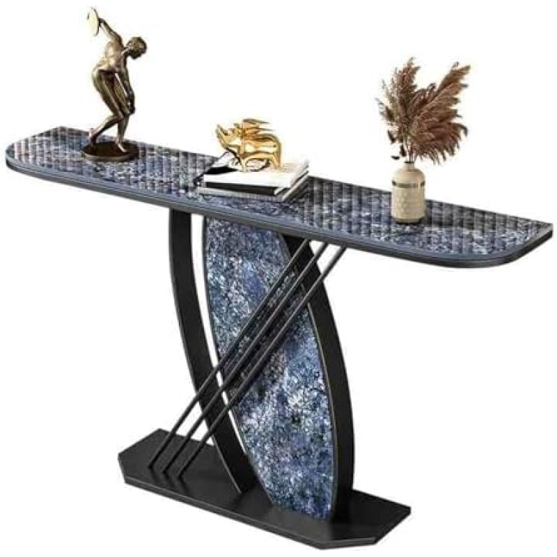 Generisch Eleganter Konsolentisch mit goldfarbenem Metallgestell und Marmorplatte, vielseitig einsetzbar für Wohnzimmer, Flur, Eingangsbereich oder hinter dem Sofa - stilvolles Wohnaccessoire