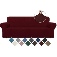 WEERRW Velveto sofos užvalkalas 3 pagalvėms, elastingas sofos užvalkalas su neslystančiomis putomis ir elastinga apačia, baldų apsauga naminiams gyvūnams, minkštas pliušinis audinys, bordo spalvos, didelis