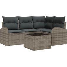 4-teiliges Garten Sofa Set mit Kissen Schwarz Poly Rattan Gartenlounge Modelis3346029