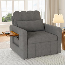 Miegamasis krėslas su lovos funkcija, sofa-lova su lovos dėže, reguliuojamos kėdės su pagalvėlėmis ir krepšiu, sulankstomas padėklas, vienvietis sofos fotelis, modernus, skirtas svetainei, butas (pilka, 108 x 85 x 86 cm)