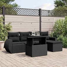 Garten-Sofagarnitur mit modularem Design & abnehmbaren Kissen - Schwarz Modelis3268495