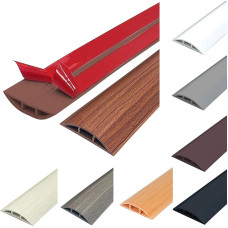 Grindų kabelių apsauga, lanksti, pagal dydį, PVC kabelių apsauga, lipni grindų kabelių danga, grindų kabelių kanalas, apsaugo kabelius ir apsaugo nuo suklupimo pavojaus, 60 mm x 2 m, ruda medžio tekstūra