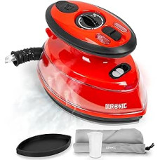 Duronic SI3 RD Mini Travel Iron, 400 W Mini Iron, Steam Iron 35 ml Water Tank, Small Travel Iron Steam, Hand Iron Ceramic Surface, for Sewing Clothes, 2 Operating Voltages