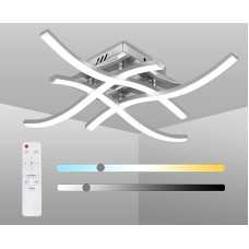 Miyawell LED Ceiling Light Elegant Curved Design 4 Built-in LED Boards 24 W 2000 lm Dimmable Modern Metal Ceiling Light with Remote Control for Living Room Bedroom