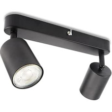 da LIGHT LED lubų šviestuvas, 2 lemputės, besisukantis ir pasukamas lubų prožektorius, sieninis prožektorius, GU10 (be lemputės), retro / vintažinis lubų šviestuvas, 230 V, juodas, skirtas svetainei, miegamajam, virtuvei