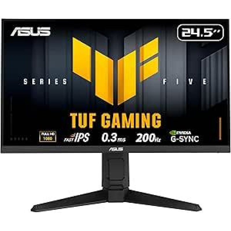 ASUS TUF Gaming VG259QL5A Full HD monitorius (25 colių, 1920 x 1080 IPS, 200 Hz, Fast IPS, ELMB Sync, 0,3 ms atsako laikas, garsiakalbis, HDMI, DisplayPort)