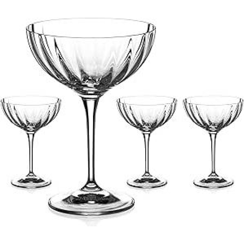 DIAMANTE Mirage Rankomis šlifuotas krištolas Šampano kokteilių padėkliukai Coupe, 4 vnt.