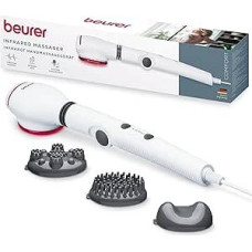 Beurer MG 44 2-in-1 Massager with Switchable Infrared Light, Soothing Vibration Massage, 3-Level Adjustable Handle, Includes 3 Massage Attachments, 2 Intensity Levels, for Neck, Back, Shoulder