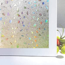 Zindoo Privacy Film Window 3D Window Film Without Adhesive Decorative Film Colour Effect Under Light Privacy Film Anti-UV 44.5 x 200 cm