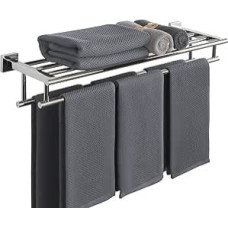 SAYAYO Rankšluosčių laikiklis sieninis 70 cm svečių rankšluosčių laikiklis su lentyna Rankšluosčių laikiklis Poliruoto nerūdijančio plieno rankšluosčių laikiklis su gręžimu vonios kambariui ir virtuvei