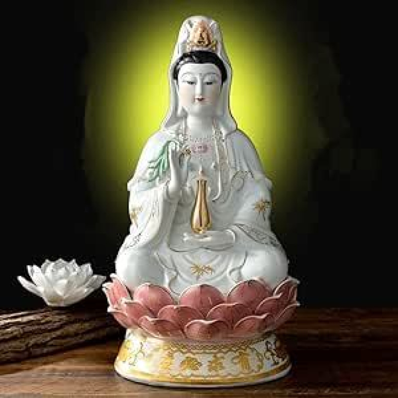 Guan Yin statula ant lotoso Budistų statula Avalokitešvara Kuanyin Feng Shui dovana (10