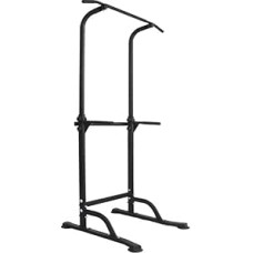 DlandHome Romos kėdė Stiprumo mokymas Reguliuojamas Dipsas ištraukia barą Kojos ištraukia barą Bokštas ištraukia stotį Dipsai Rankų atramos Fitness Juoda